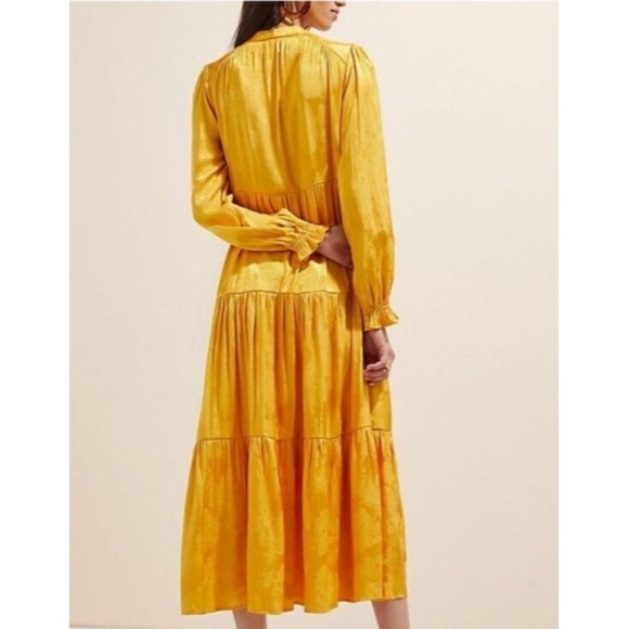 Maeve by Anthropologie Yellow Tiered Maxi Dress Size S - Picture 6 of 13